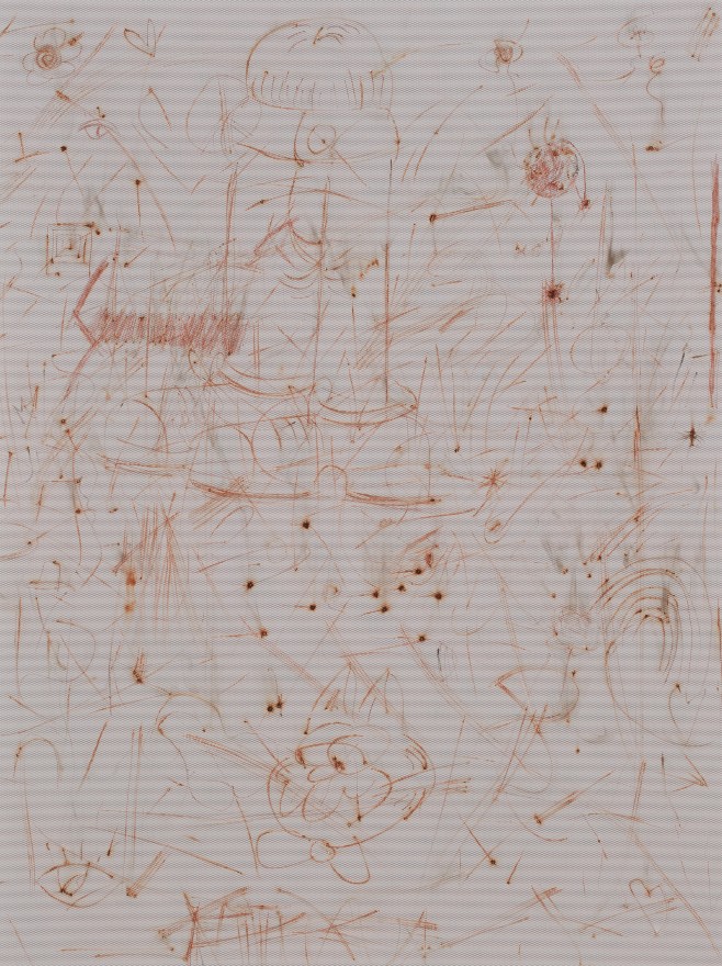 Thomas Wachholz honeycomb F, 2016 Red phosphorous, binder on wood 55 x 41 x 1.4 in 140 x 105 x 3.5 cm (TW16.005)