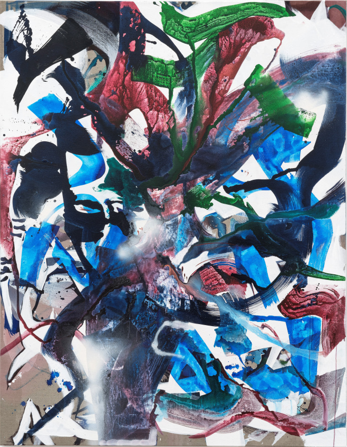 Alicia Viebrock, Untitled, 2019. Ink, acrylic, and spray paint on linen, 74 3/4 x 59 1/8 x 2 in, 190 x 150 x 5 cm (AV19.001)