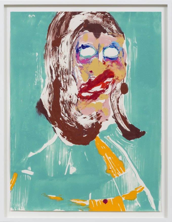Nicola Tyson Head #6, 2016 Acrylic on paper 26 3/4 x 20 1/2 in (framed) 67.94 x 52.07 cm (framed) (NTY23.026)