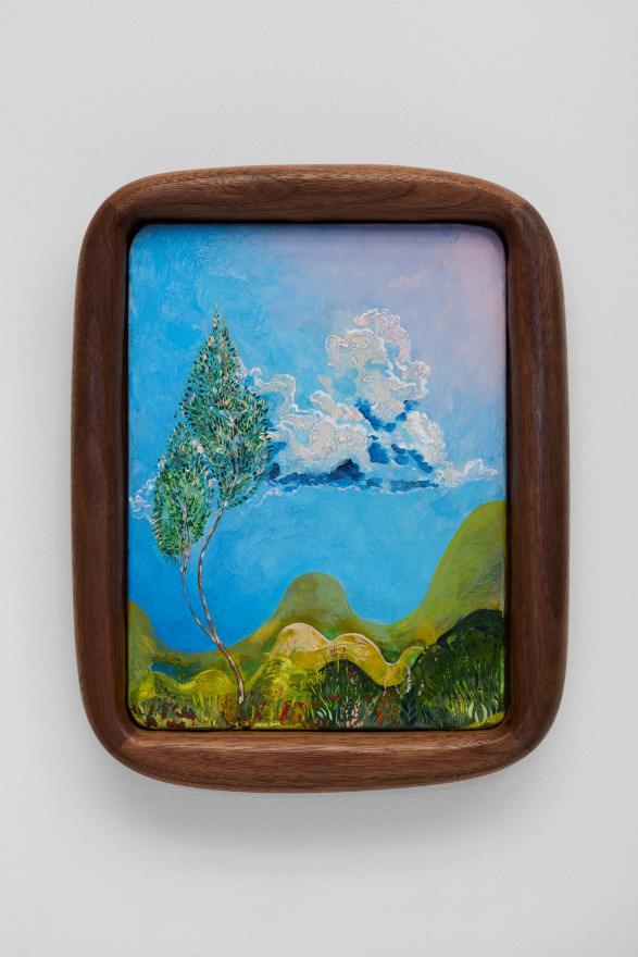 Karel Dicker Lonely Tree, 2025 Acrylic on Belgian linen with American walnut frame 12 x 9 1/4 in 30.5 x 23.5 cm (KDI25.026)