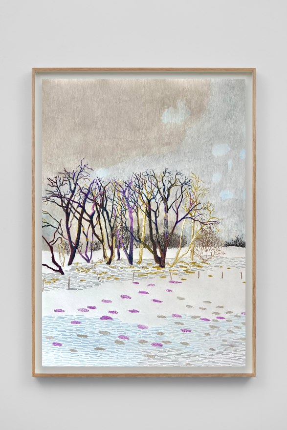 Per Adolfsen A winter day II, 2024 Signed, titled, and dated on verso Colored pencil on Hahnemühle paper 35 1/8 x 25 5/8 in (framed) 89.2 x 65 cm (framed) (PAD24.098)