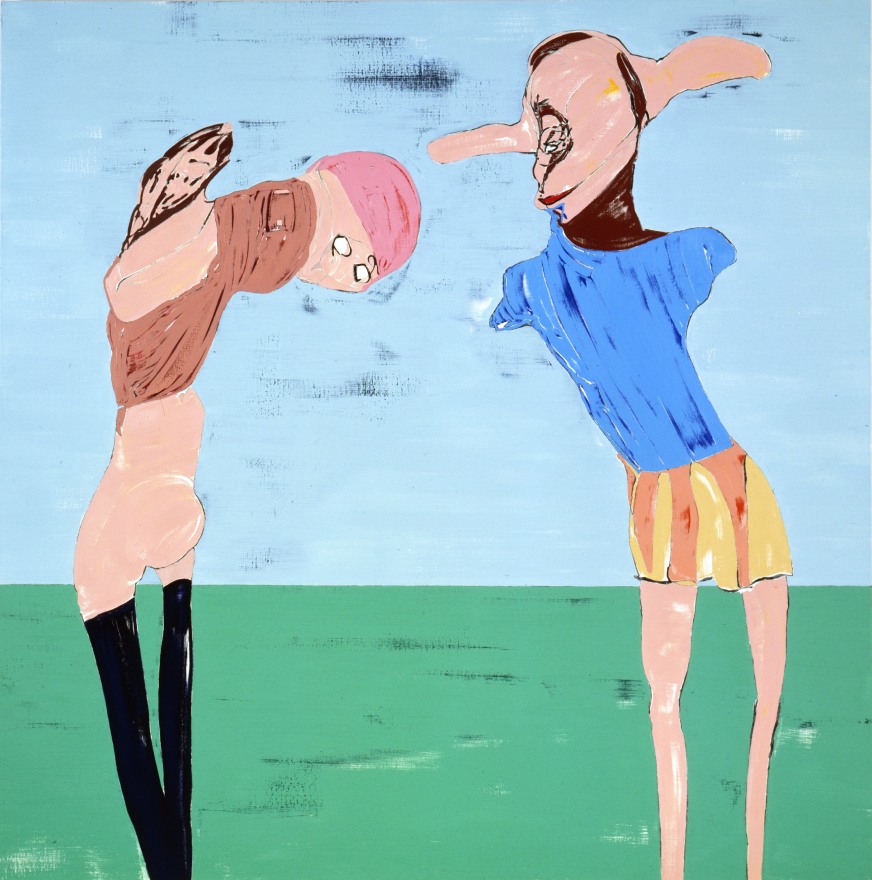 Nicola Tyson Two Figures Dancing, 2009 Oil on linen 72 x 72 in 182.9 x 182.9 cm (NTY20.001)