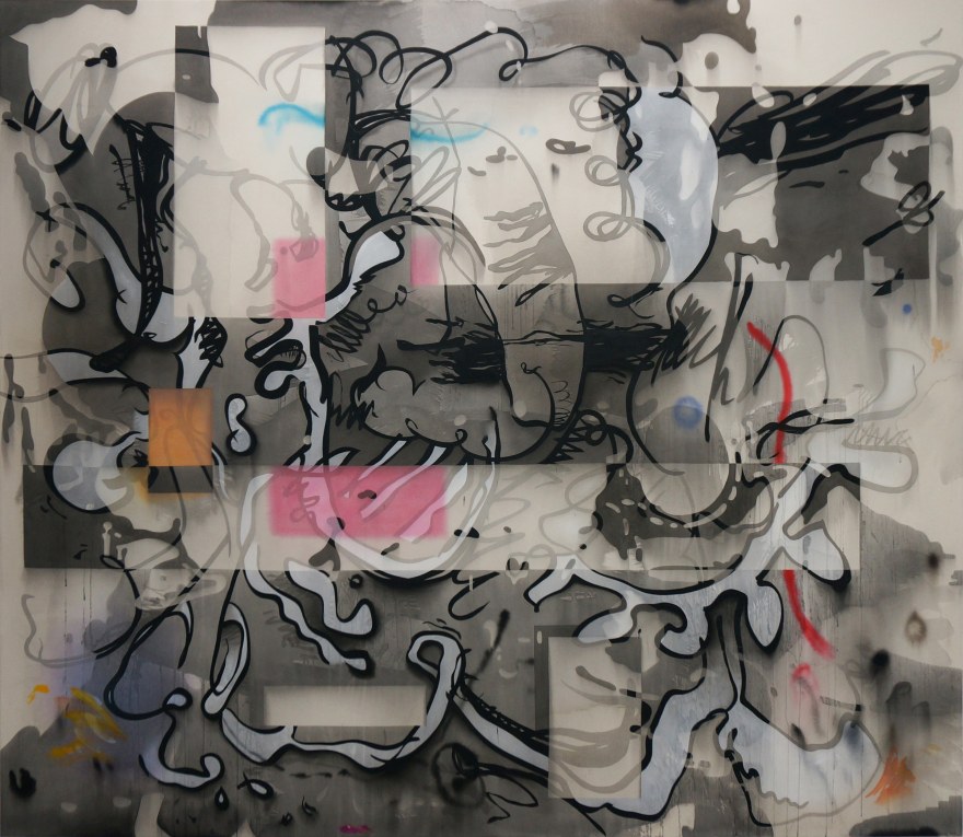 Jan-Ole Schiemann, Pinball Wizzard, 2017. Ink and acrylic on canvas, 78 3/4 x 90 1/2 in, 200 x 230 cm (JS17.017)