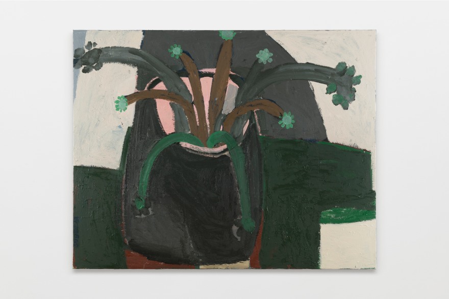 M&ograve;nica Subid&eacute; Vase with Green Daisies, 2021 Oil on linen 44 7/8 x 57 1/2 in 114 x 146 cm (MSU21.004)