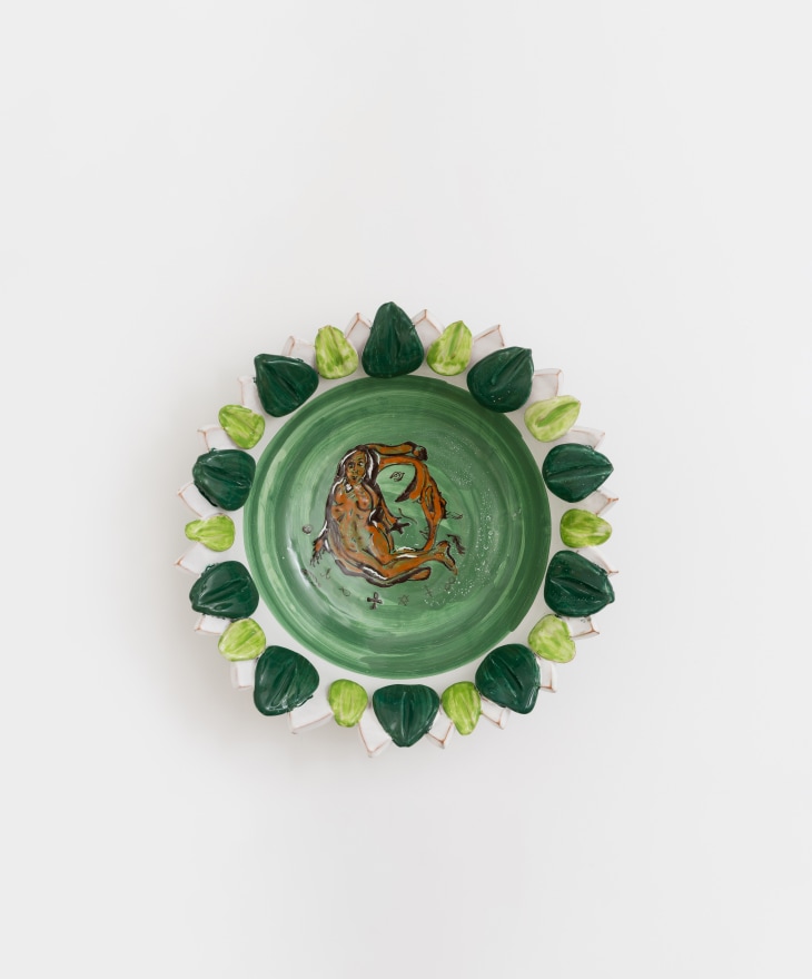 Lola Montes Ayahuasca plate, 2022 Hand-painted terracotta bowl 10 1/2 x 10 1/2 x 3 1/2 in 26.7 x 26.7 x 8.9 cm (LMO22.056)