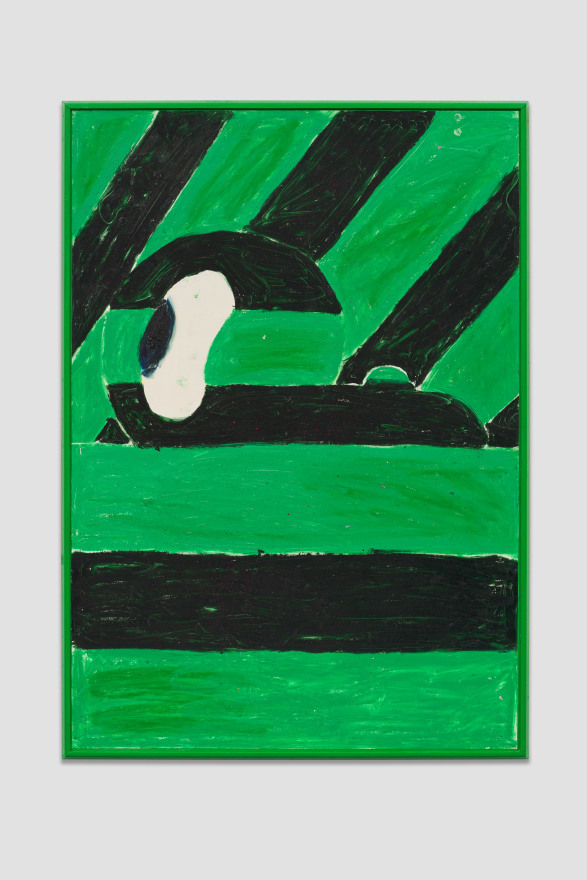 Nel Aerts Green and Green and Eye-roll, 2022 Oil stick and lacquer on paper in artist-made frame 40 1/2 x 28 3/4 in 103 x 73 cm (NAE23.007)
