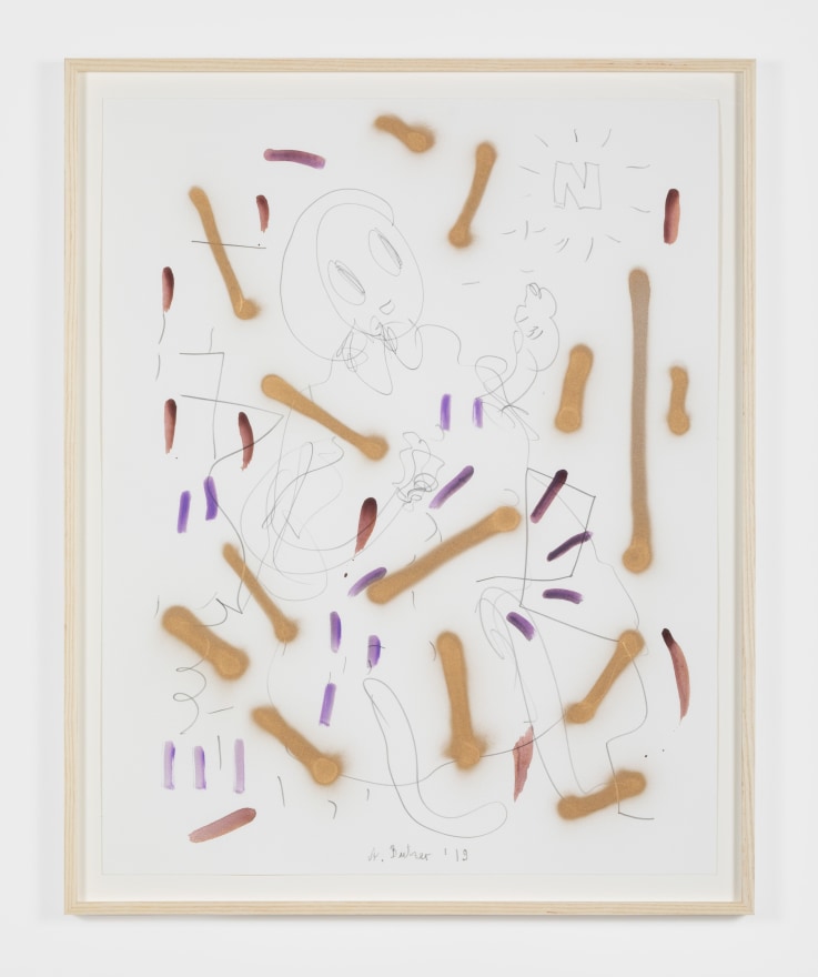 Andr&eacute; Butzer Untitled, 2020 Acrylic and graphite on paper 28 3/4 x 23 in 73 x 58.4 cm 31.75 x 25.75 in, framed 80.6 x 65.4 cm, framed (AB20.006)