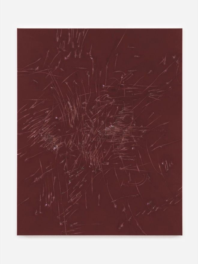 Thomas Wachholz Monochrom I, 2025 Red phosphorus paint and soot on canvas 39 3/8 x 31 1/2 x 1 3/8 in 100 x 80 x 3.5 cm (TWA25.001)