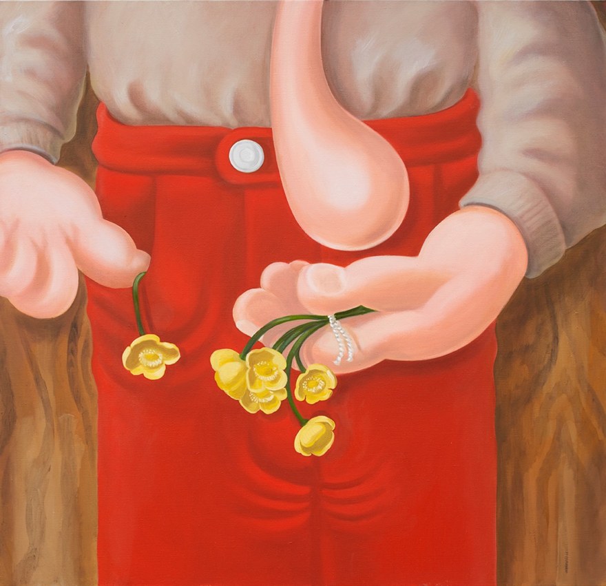 Louise Bonnet, The Red Pants, 2016. Oil on canvas, 50 x 52 inches, 127 x 132 cm  (LB16.031)