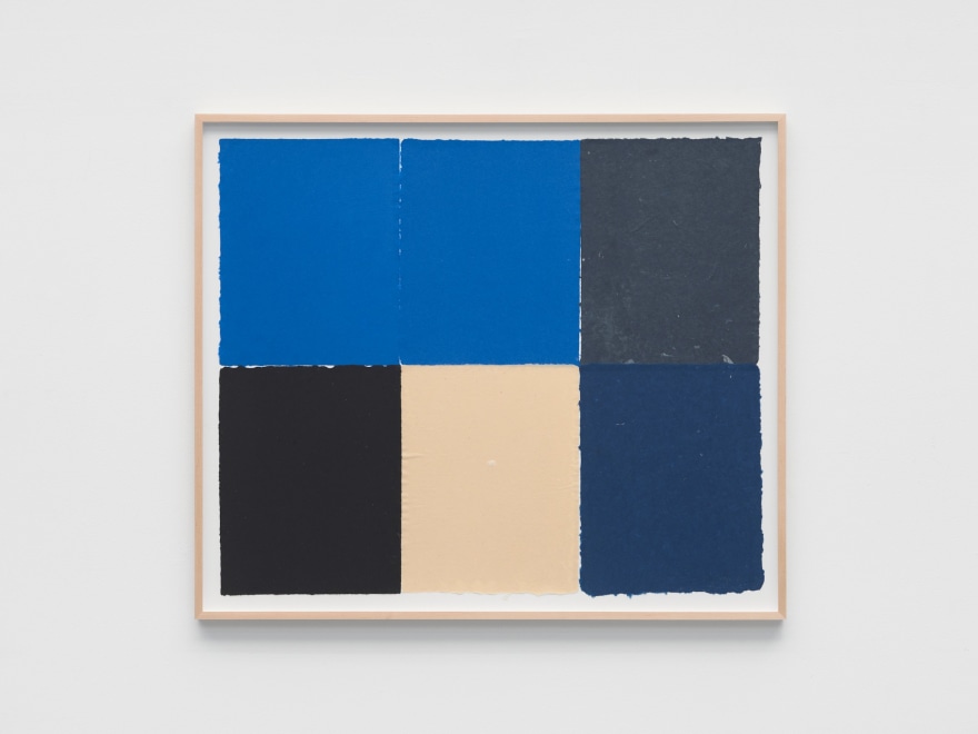Ethan Cook Blues, black, alabaster, 2022 Handmade pigmented paper 30 1/4 x 30 1/2 in - framed 76.8 x 77.5 cm - framed (ECO22.046)