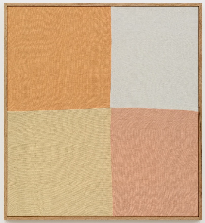 Ethan Cook, Untitled, 2020. Hand woven cotton and linen, framed, 32 x 29 in, 81.3 x 73.7 cm (ECO20.014)