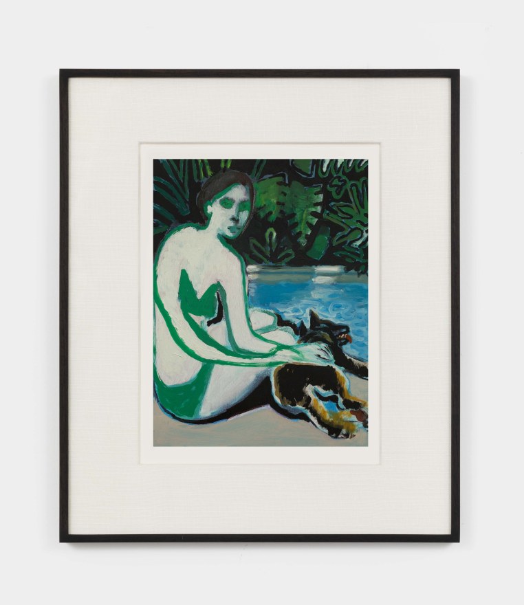 Jonathan Wateridge Woman with Dog III, 2021 Oil on digital print of work in progress 15 1/2 x 13 x 1 1/2 in (framed) 39.4 x 33 x 3.8 cm (framed) 9 1/2 x 7 1/8 in (unframed) 24 x 18 cm (unframed) (JWA21.038)