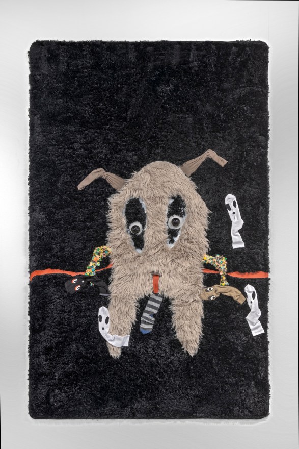 Jon Pylypchuk i'm covered in stones without you, 2023 Found object rug with fake fur 60 x 96 in 152.4 x 243.8 cm (JPY23.002)