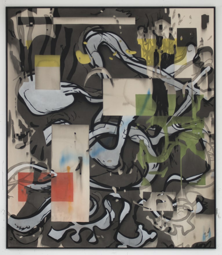 Jan-Ole Schiemann, Haare hoch, 2016. Ink and acrylic on canvas, 70.9 x 61 inches, 180 x 155 cm (JS16.013)