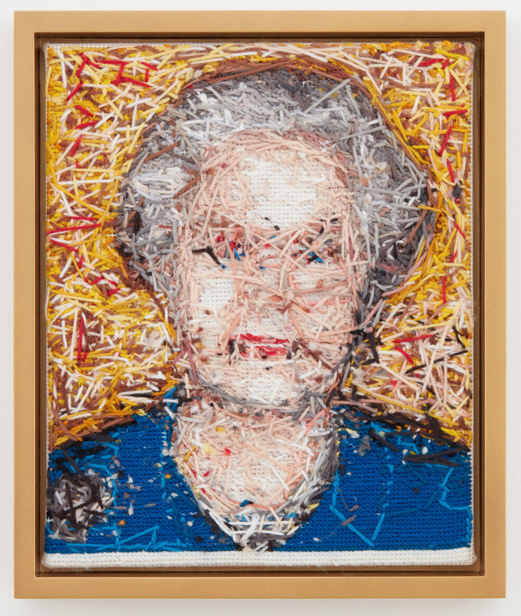 Polly Borland, The Queen (Mr. Pink), 2017. Hand stitched wool tapestry, 12 x 10 in, 30.5 x 25.4 cm (POB17.004)