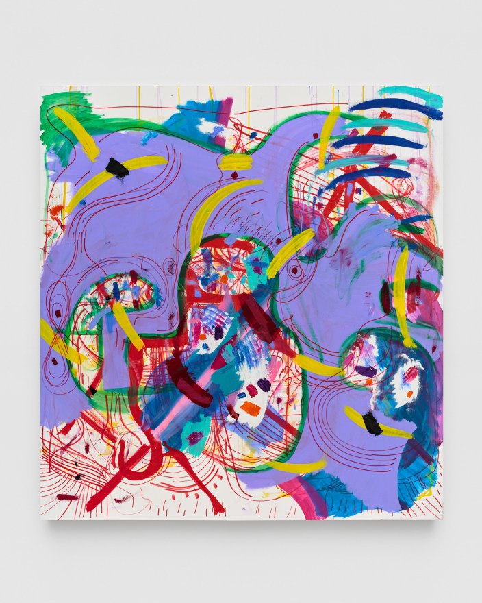 Joanne Greenbaum Untitled, 2022 Oil, acrylic, flashe, and marker on canvas 75 x 65 in 190.5 x 165.1 cm (JGR22.038)