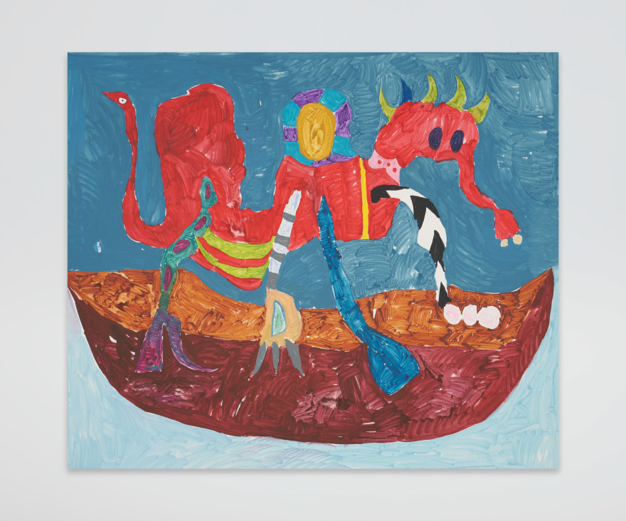 Andrey Samarin The Ship of Umni, 2024 Acrylic and wax crayon on canvas 59 x 70 3/4 in 150 x 180 cm (ASA24.007)