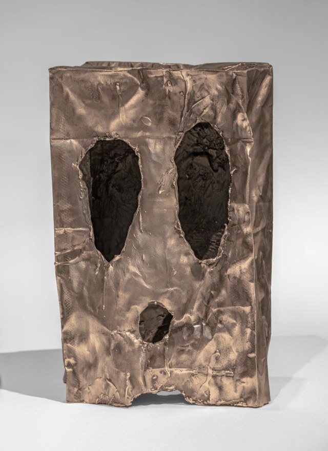 Jon Pylypchuk ghost bag #4, 2023 Bronze 11 x 6 3/4 x 4 1/2 in 27.9 x 17.1 x 11.4 cm (JPY23.009)