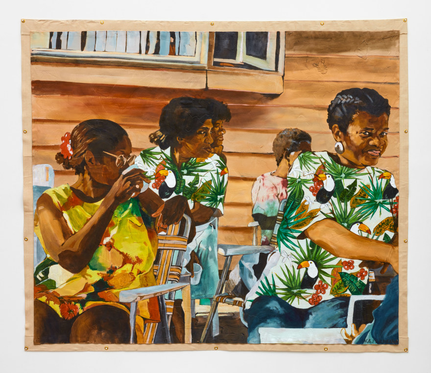 Kareem-Anthony Ferreira Aunt, Aunty, Auntie, 2021 Acrylic and mixed media on canvas 72 5/8 x 83 7/8 inches 184.5 x 213 cms (KFE21.005)
