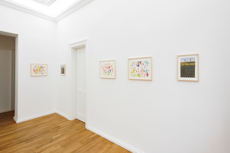 Installation View of 5 Midsized Multicolored Untitled Drawings from Butzer's Salon Nino Mier Exhibition (2018)