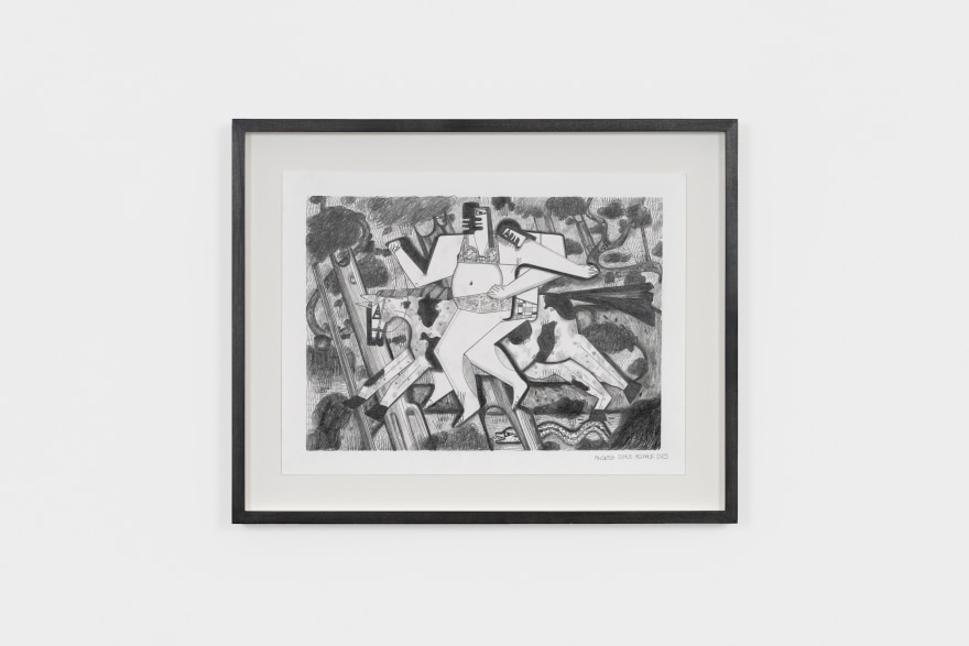 Andrea Joyce Heimer Cowgirls Riding A Path Through The Woods., 2023 Graphite on paper 12 x 15 in (framed) 30.5 x 38.1 cm (framed) (AJO23.013)