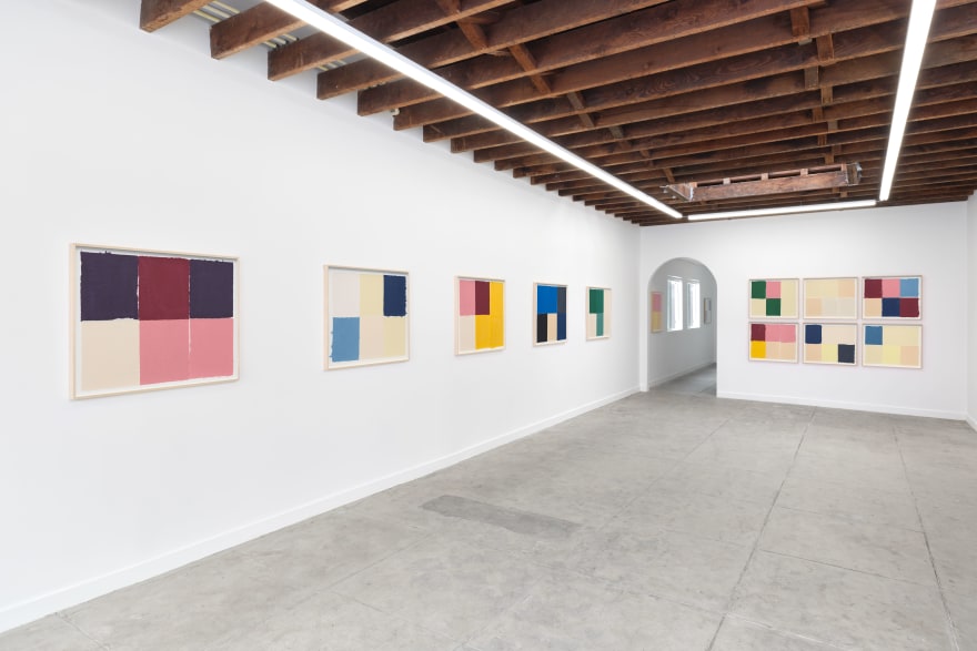 Installation view of Ethan Cook, The Quick Brown Fox Jumps Over The Lazy Dog, (May 21 - June 15, 2022) Nino Mier Gallery, Glassell Park