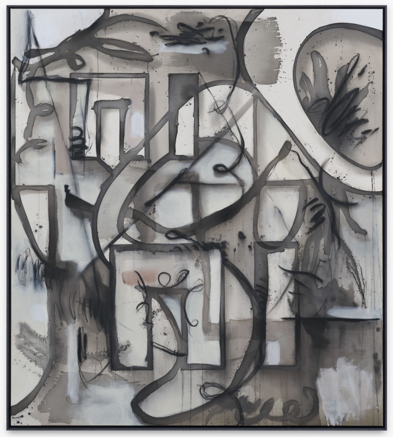 Jan-Ole Schiemann, Und oder oder?, 2020 Ink, acrylic, oil pastel and charcoal on canvas, 55 1/8 x 49 1/4 in, 140 x 125 cm (JS20.011)