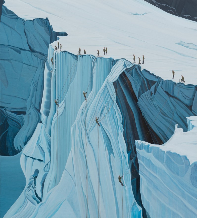 Ian Davis Ice climbers, 2022 Acrylic on panel 40 x 36 in 101.6 x 91.4 cm (IDA22.004)