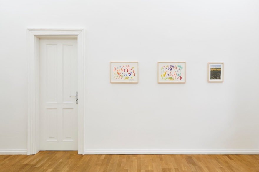 Installation View of 3 Multicolored Untitled Drawings from Butzer's Salon Nino Mier Exhibition (2018)