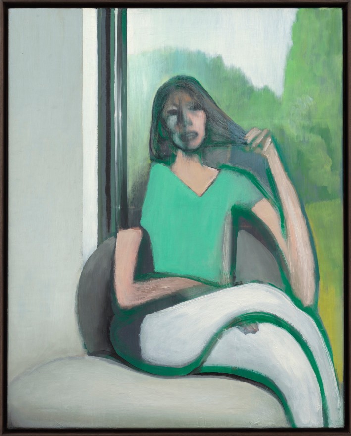 Jonathan Wateridge Woman on Chair, 2023 Oil on canvas 31 1/8 x 25 in (framed) 79.1 x 63.5 cm (framed) (JWA23.038)