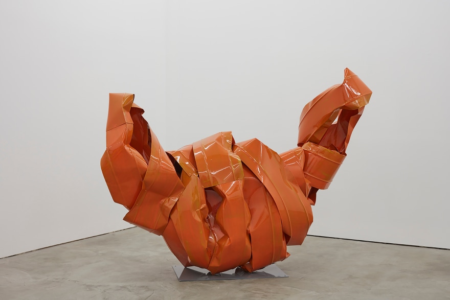 Anna Fasshauer, Birdy Croissant, 2017. Aluminum, lacquer, steel plate, 99 x 50 x 87 inches, 251.5 x 127 x 221 cm (AF17.003)