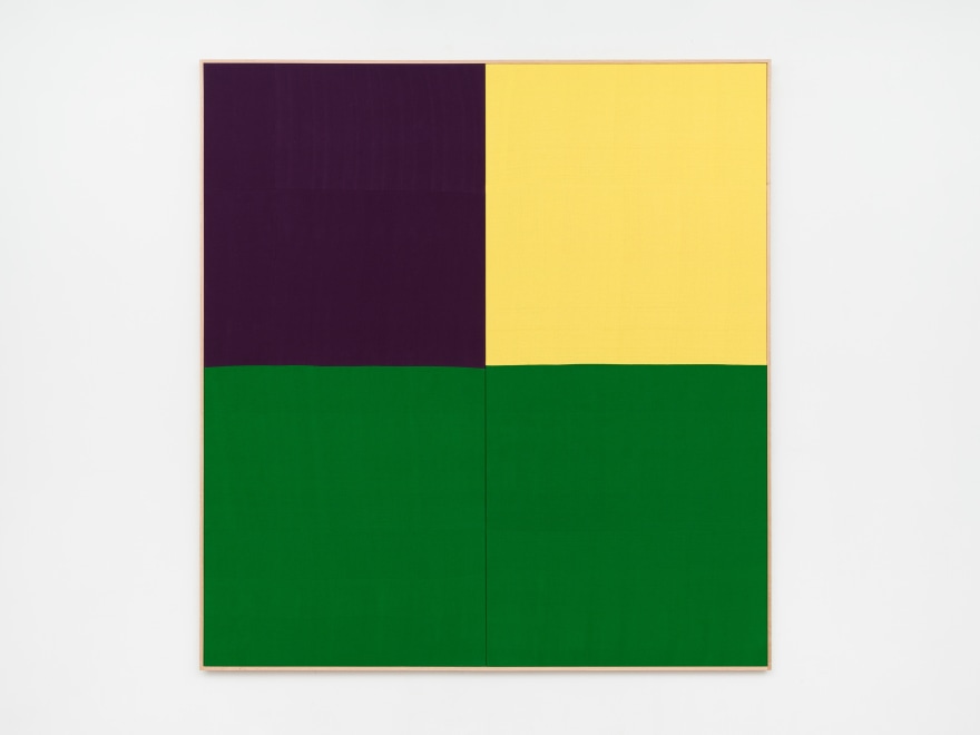 Ethan Cook, Mass, 2020. Hand woven cotton and linen, framed 80 x 86 in, 203.2 x 218.4 cm (ECO20.033)
