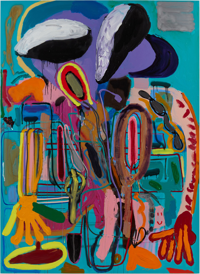 Andr&eacute; Butzer, Wer hat Dr. Pfeffer erfunden?, 2018, Oil and acrylic on canvas, 102 3/8 x 74 3/4 in (260 x 190 cm), AB18.052