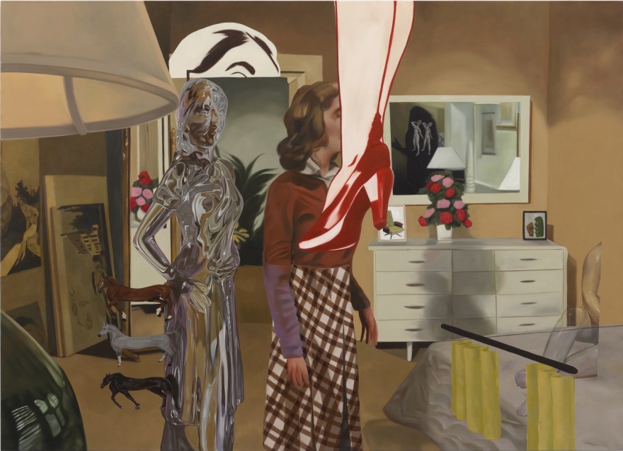 Lola Gil Artist at Home with Paintings Nearby, 2024 Oil and acrylic on linen 51 1/4 x 71 in 130.2 x 180.3 cm (LG24.013)