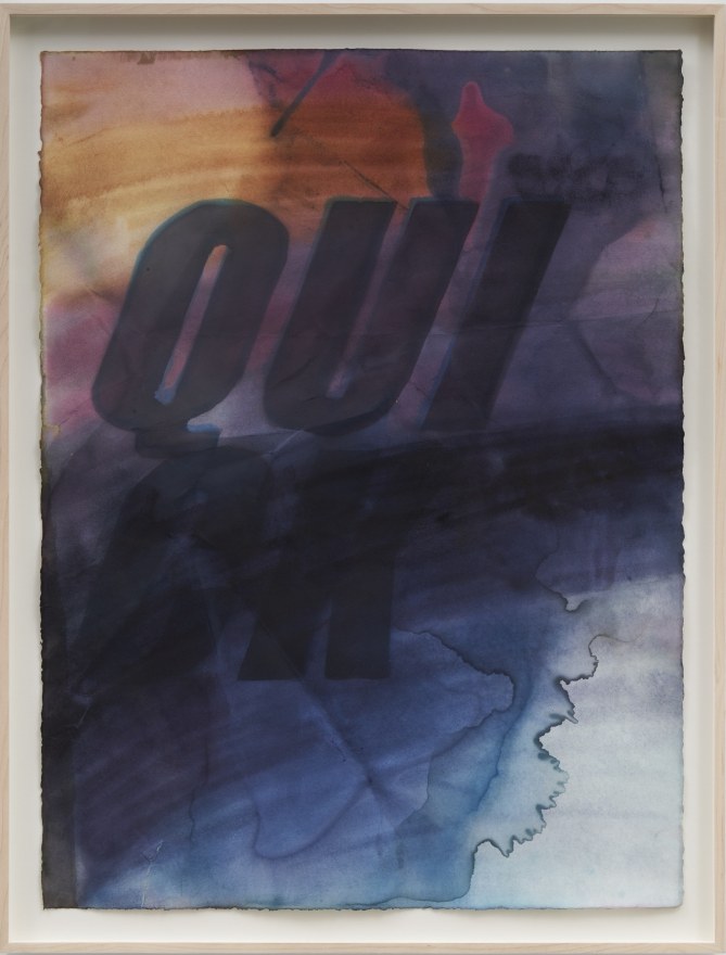 Nicolas Shake QUI CK, 2023 Dye on paper, weathered 33 1/8 x 25 5/8 in framed 84 x 65 cm framed (NSH23.010)