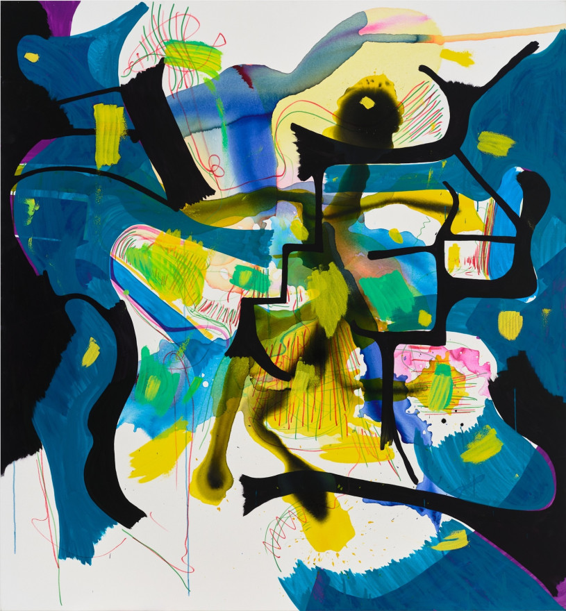 Joanne Greenbaum Untitled, 2022 Oil, ink, flashe, and marker on canvas 75 x 65 in 190.5 x 165.1 cm (JGR22.035)
