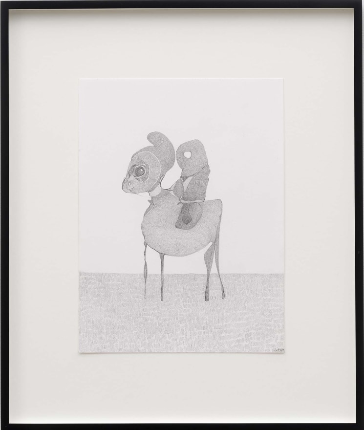 Nicola Tyson ....and GO!, 2022 Graphite on paper 18 3/4 x 15 3/4 x 1 3/8 in (framed) 47.62 x 40 x 3.3 cm (framed) (NTY23.048)