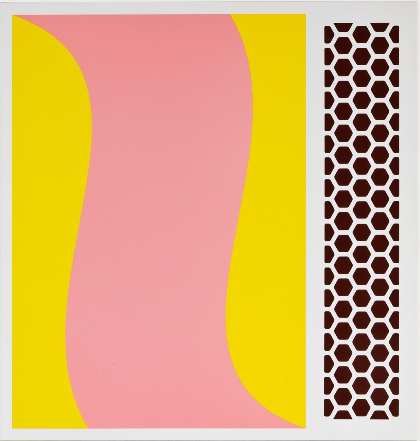 Thomas Wachholz, Swingo, 2019, Red phosphorus and acrylic on canvas, 43.3 x 41.3 x 1.4 in (110 x 105 x 3.6 cm), TW19.009