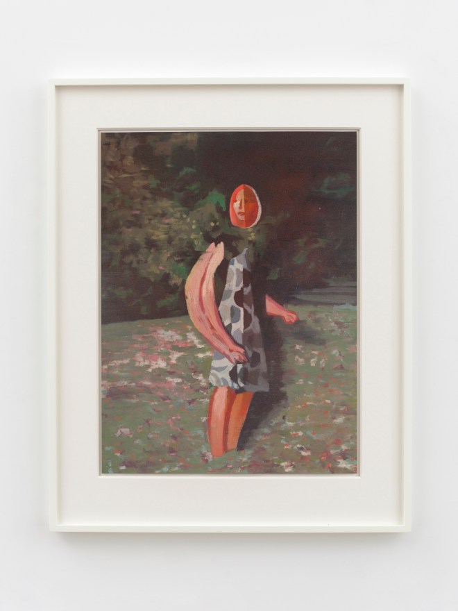 Jonathan Wateridge Figure in Garden, 2025 Oil on paper 31 x 24 3/4 x 1 5/8 in (framed) 78.9 x 62.9 x 4 cm (framed) (JWA25.028)