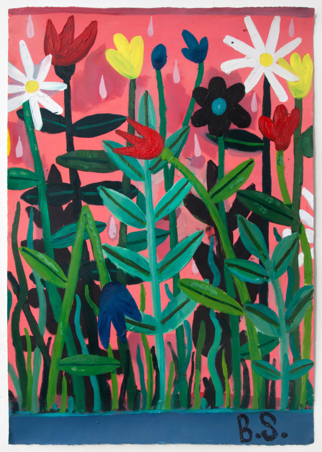 Ben Sledsens, Wild Flowers 6, 2017. Oil and acrylic on paper, 35 7/8 x 25 in, 91 x 63.5 cm (BSL17.008)