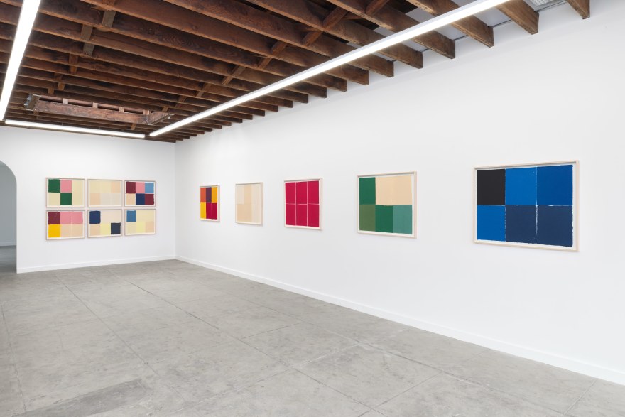 Installation view of Ethan Cook, The Quick Brown Fox Jumps Over The Lazy Dog, (May 21 - June 15, 2022) Nino Mier Gallery, Glassell Park