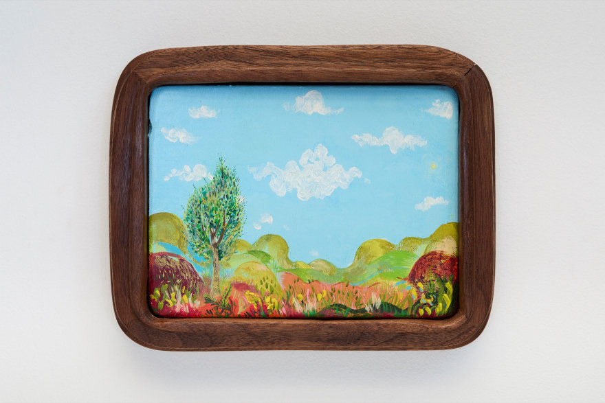 Karel Dicker Curly Valley, 2025 Acrylic on Belgian linen with American walnut frame 7 1/4 x 9 in 18.4 x 22.9 cm (KDI25.028)