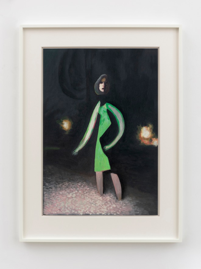 Jonathan Wateridge Figure at Night, 2025 Oil on paper 33 x 24 3/4 x 1 5/8 in (framed) 83.9 x 62.9 x 4 cm (framed) (JWA25.018)