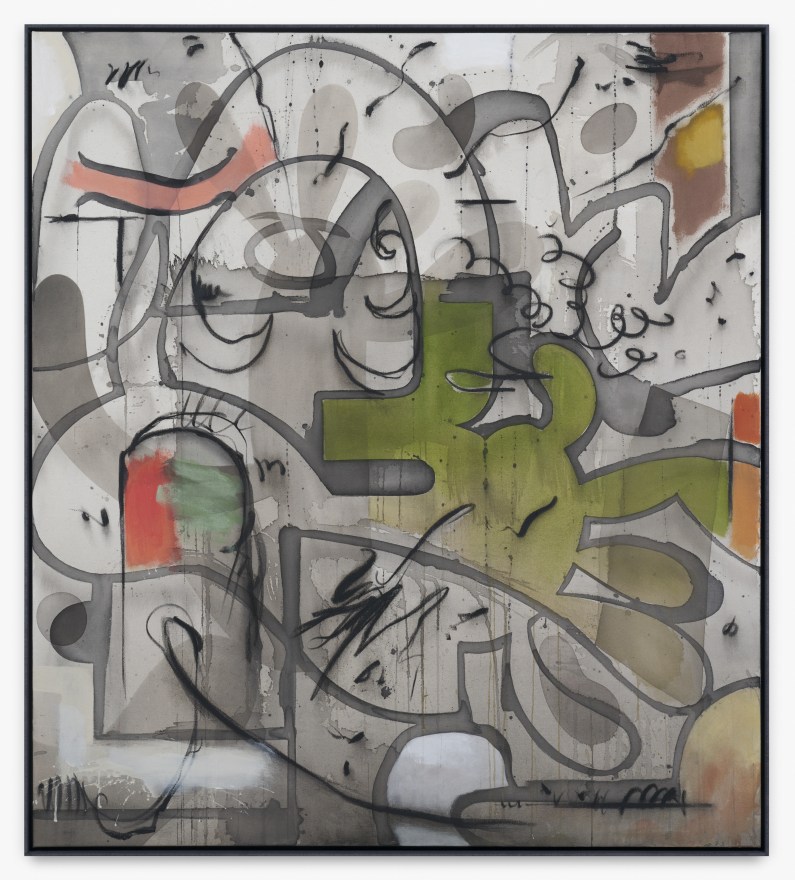 Jan-Ole Schiemann, Cyklop fingert, 2020. Ink, acrylic, oil pastel, and charcoal on canvas, 55 1/8 x 49 1/4 in, 140 x 125 cm (JS20.020)