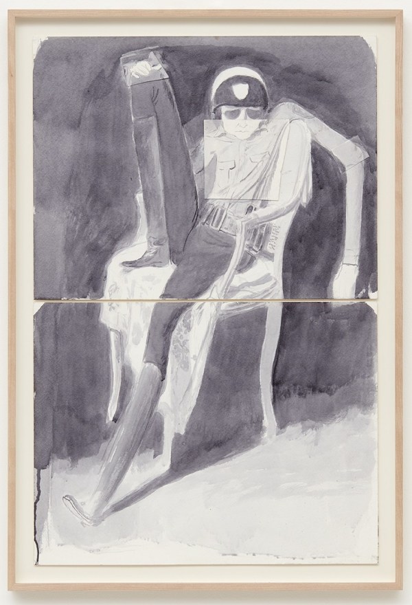 Jansson Stegner, Study for The Peacekeeper, 2008. Ink wash on two sheets of paper, 25 &frac34; x 16 &frac34; in. 65.4 x 42.5 cm (JAS08.001)