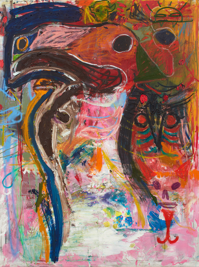Bill Saylor, Floaters Sun Forever, 2013-2015. Oil, spray enamel, flash on canvas, 72 x 96 inches (182.9 x 243.8 cm) BS15.001