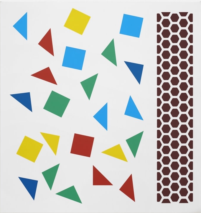 Thomas Wachholz, Piano, 2019, Red phosphorus and acrylic on canvas, 43.3 x 41.3 x 1.4 in (110 x 105 x 3.6 cm), TW19.008
