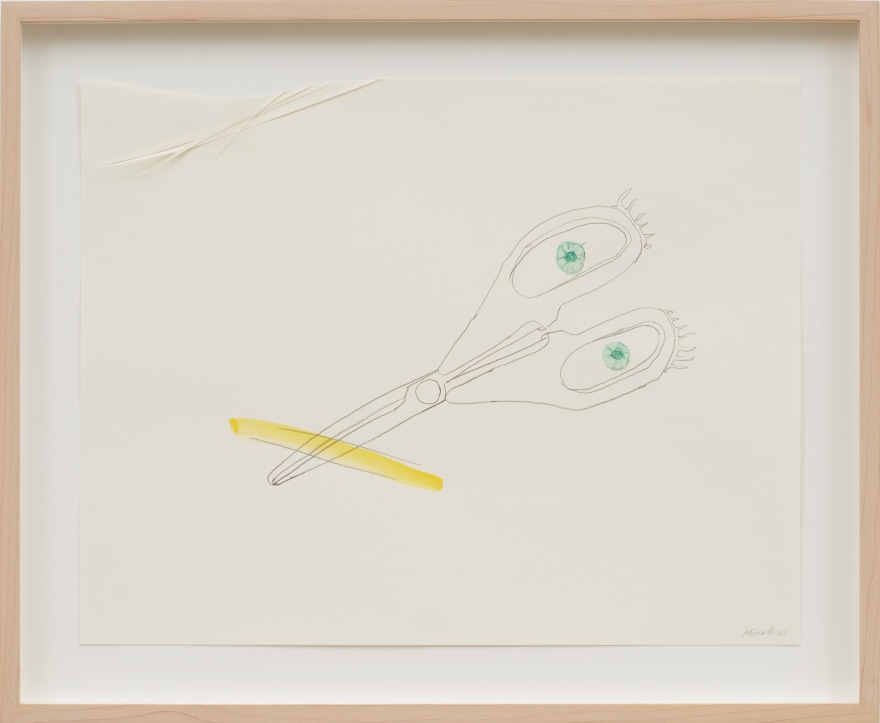 Mia Enell Scissor Bad, 2022 Paper, pencil, watercolor 11 x 14 in 27.9 x 35.6 cm (unframed) 43,5 x 36,5 cm (framed) (MEN23.017)