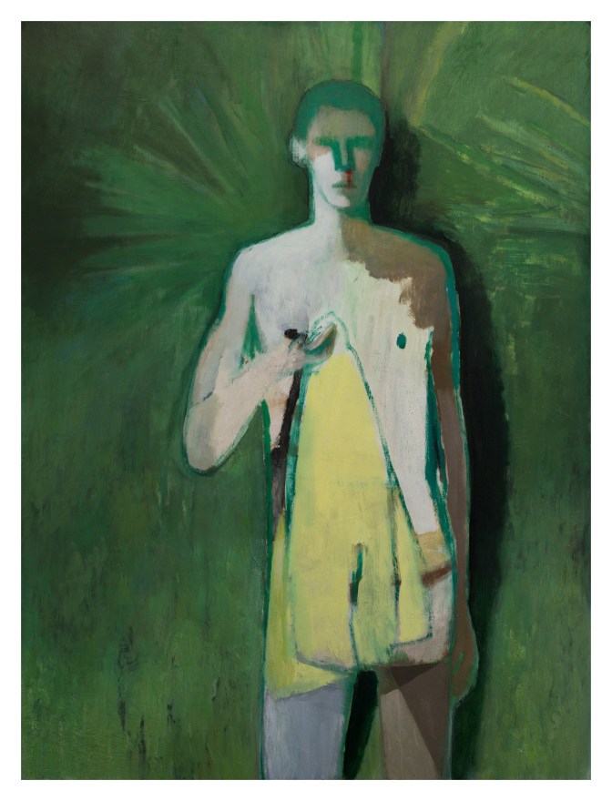 Jonathan Wateridge Figure with Towel, 2022 Oil on Linen 70 7/8 x 53 1/8 in 180 x 135 cm (JWA22.009)