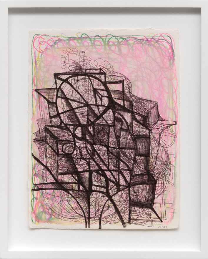 Joanne Greenbaum Untitled, 2010 Ball-point pen and archival marker on paper 15 5/8 x 12 5/8 x 1 5/8 in (framed) 39.7 x 32.1 x 4.1 cm (framed) (JGR22.006)